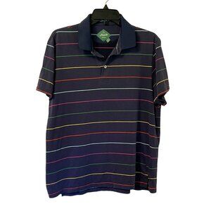 Maide by Bonobos Polo Shirt Men’s Large Navy Rainbow Stripe Short Sleeve